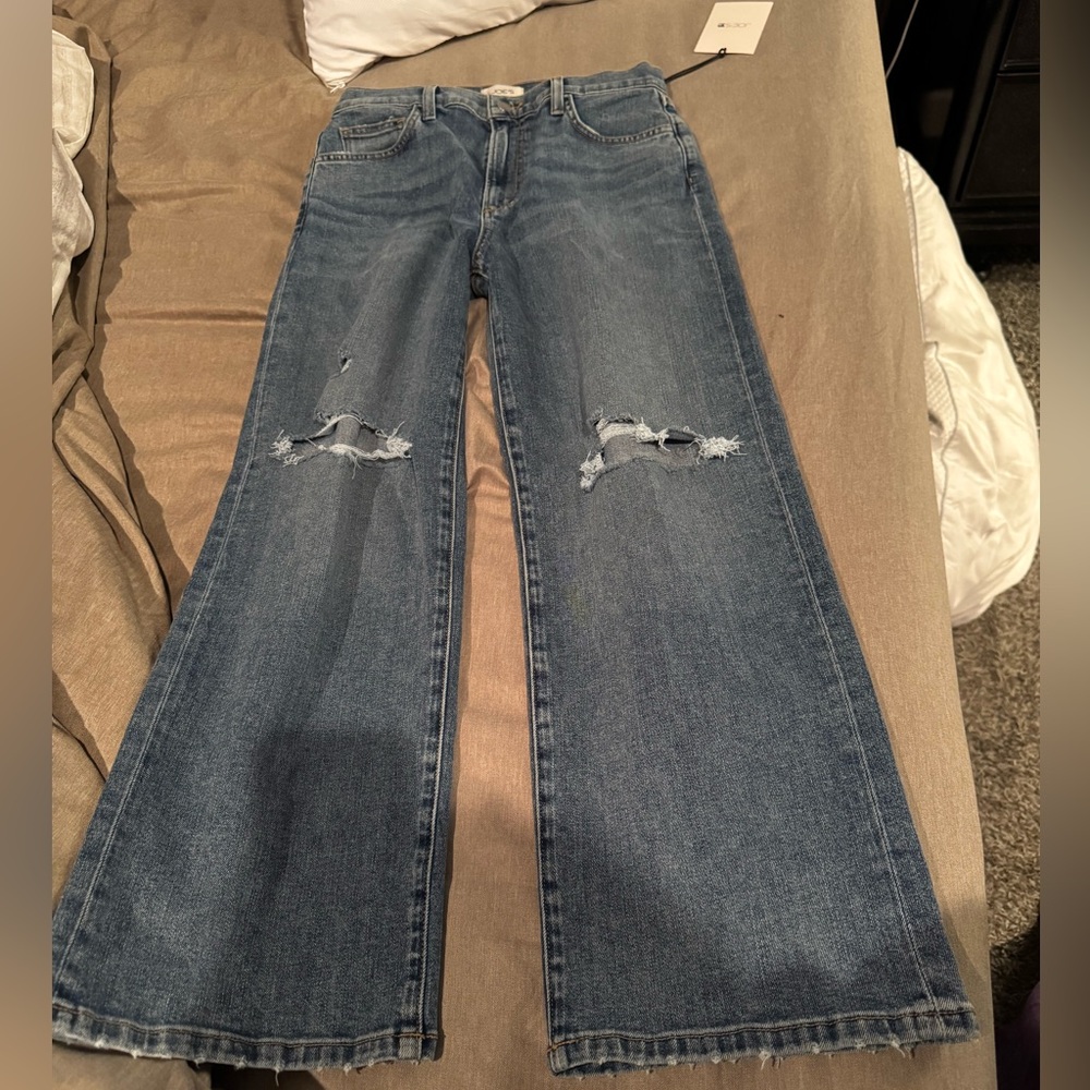 NWT‎ Joes Jeans Distressed Wide-Leg Cropped Jeans in Charismatic